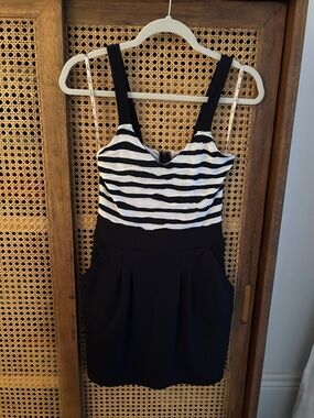 Guess Black & White Striped Mini Dress, Small
